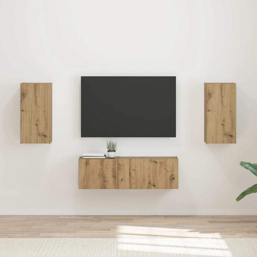 Set di Mobiletto da TV a Parete 4 pcs Rovere artigianale 3408915