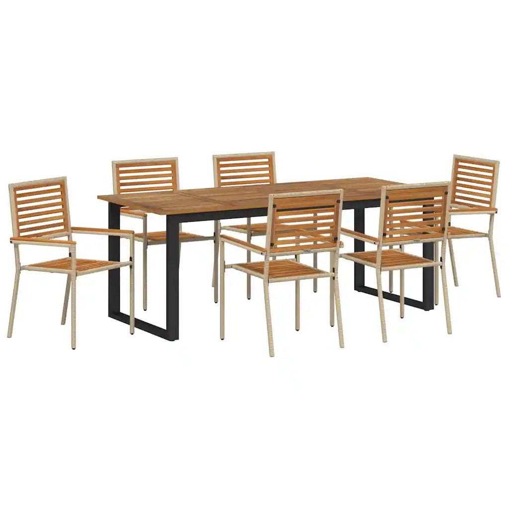Set da Pranzo per Giardino 7 pcs Beige Legno di Acacia Massello 3365468