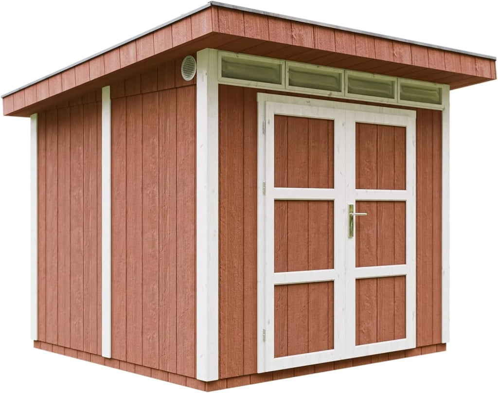 Casetta da Giardino di QUALIT? PREMIUM 5,9m?²-L279xW293cm - TIMBELA M903A-REDWOOD RED