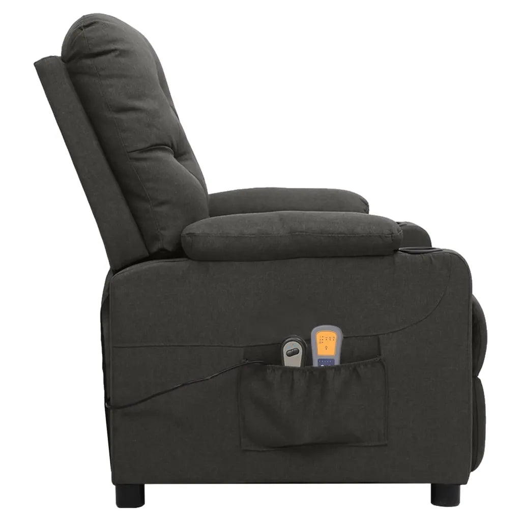 Poltrona Massaggiante Elettrica Grigio Scuro in Tessuto 3098852