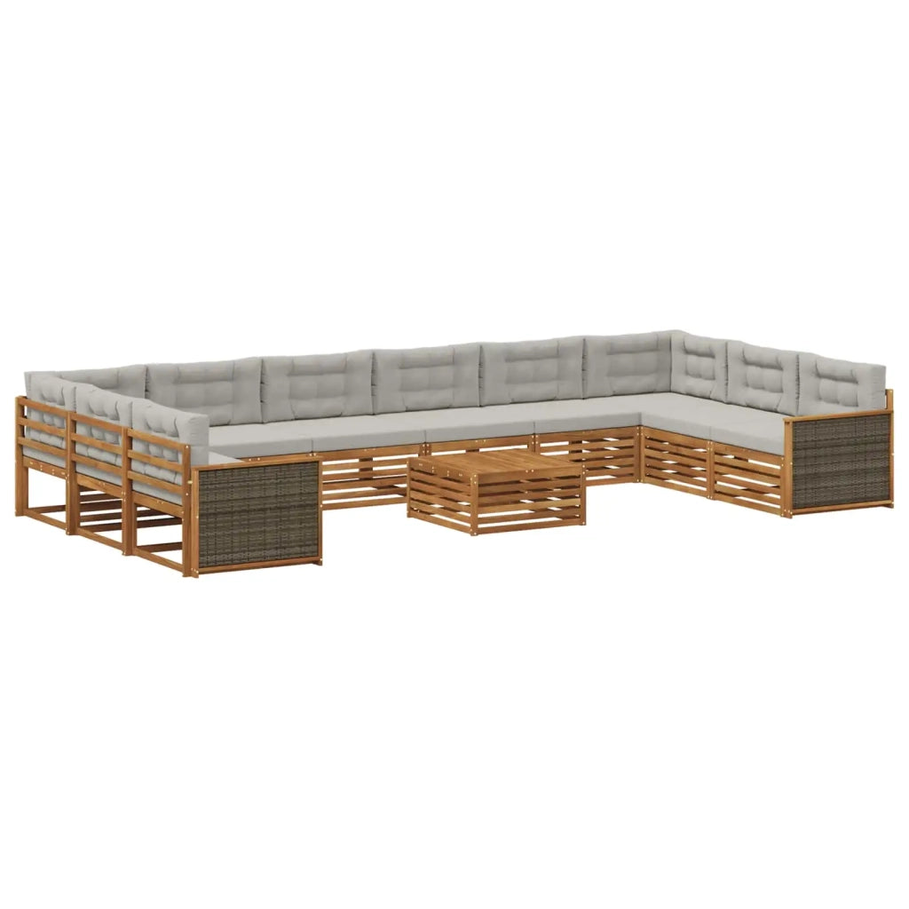Set divani con cuscino 11 pcs Legno di Acacia Massello