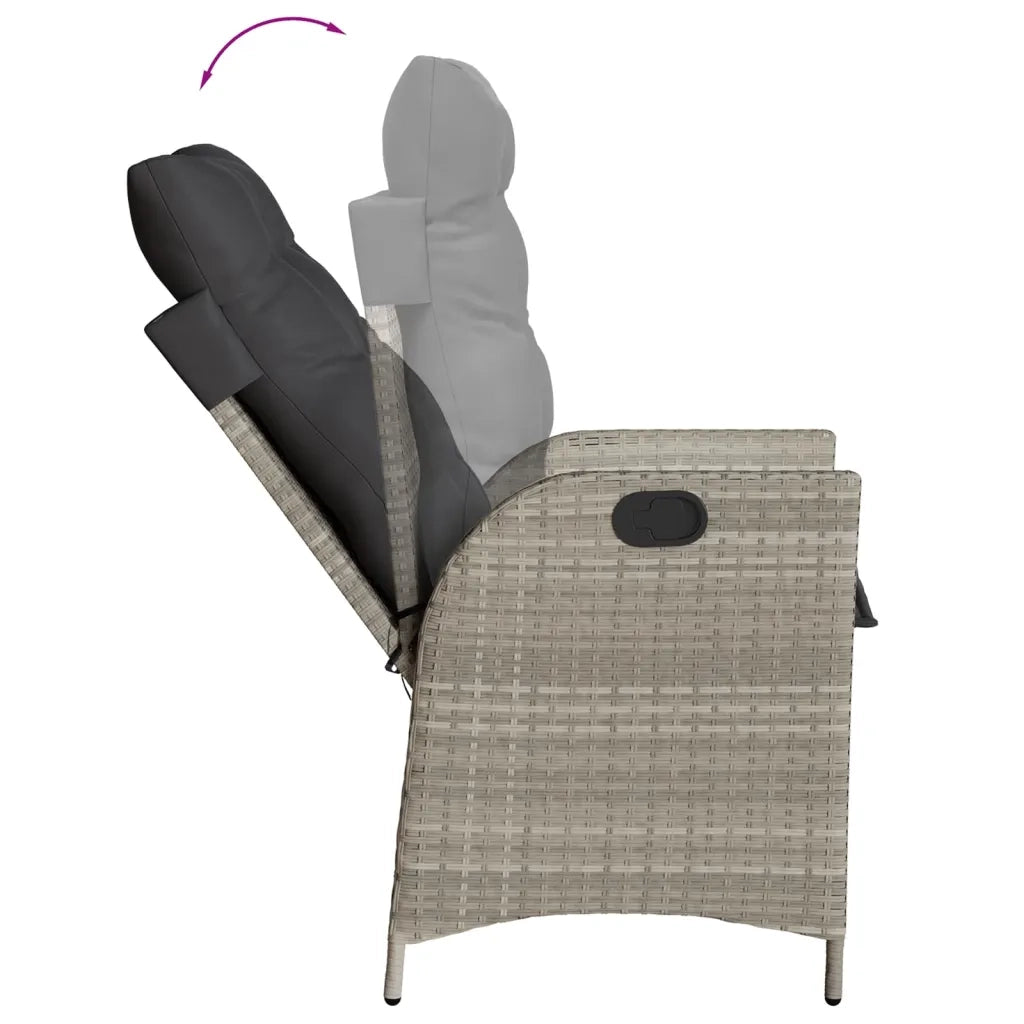 Set Pranzo da Giardino 5pz con Cuscini Grigio Chiaro Polyrattan