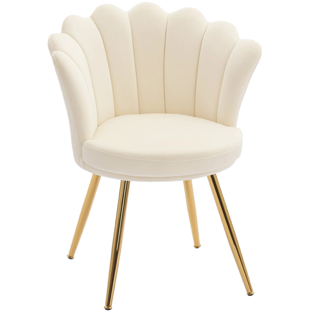 Poltrona in velluto ¨C zephmum ¨C beige con gambe in metallo dorato