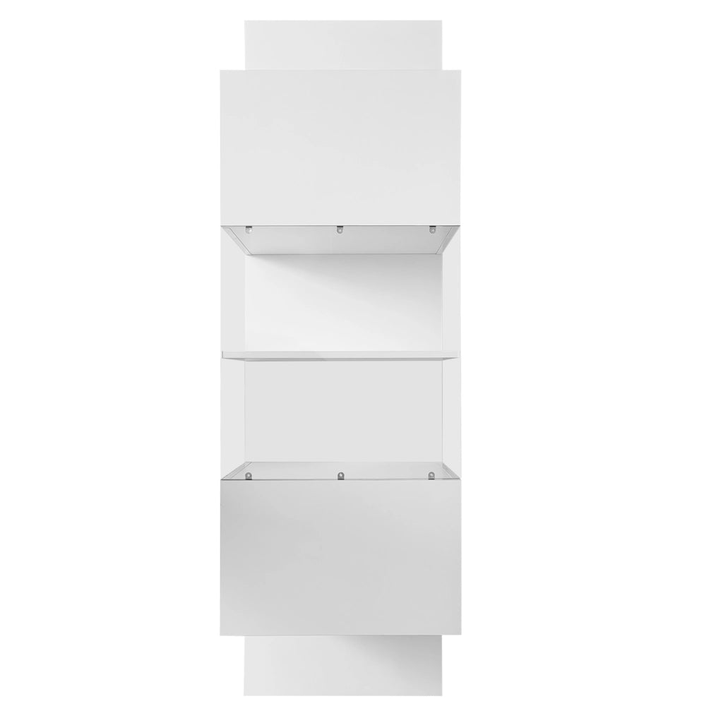 Tavolino da salotto 120x50x38.5 cm con LED e ante laterali; bianco
