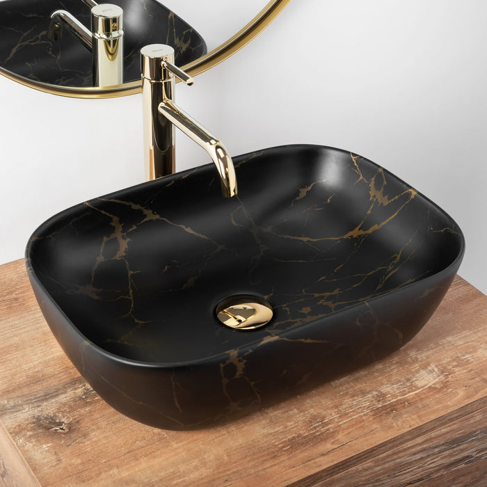 Lavabo Da Appoggio Rea Belinda Black Marble Mat