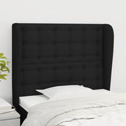 Testiera ad Orecchio-Testata con Orecchie Nera 83x23x118/128 cm in Tessuto 509928
