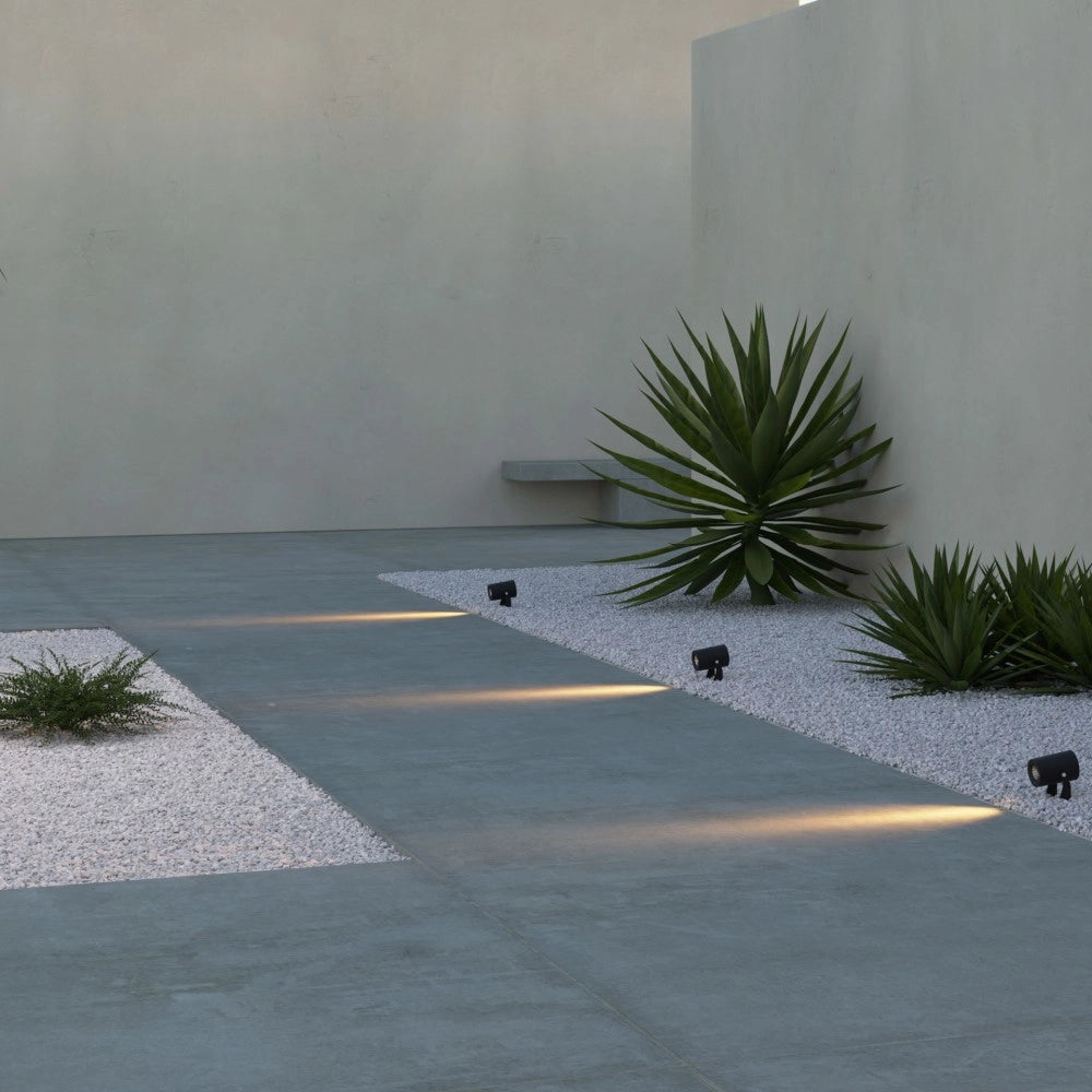 Sair - Faro a led a picchetto rotondo 10W IP65 Corten 2200K - Luce da giardino per piante o siepe h36cm - Beneito faure