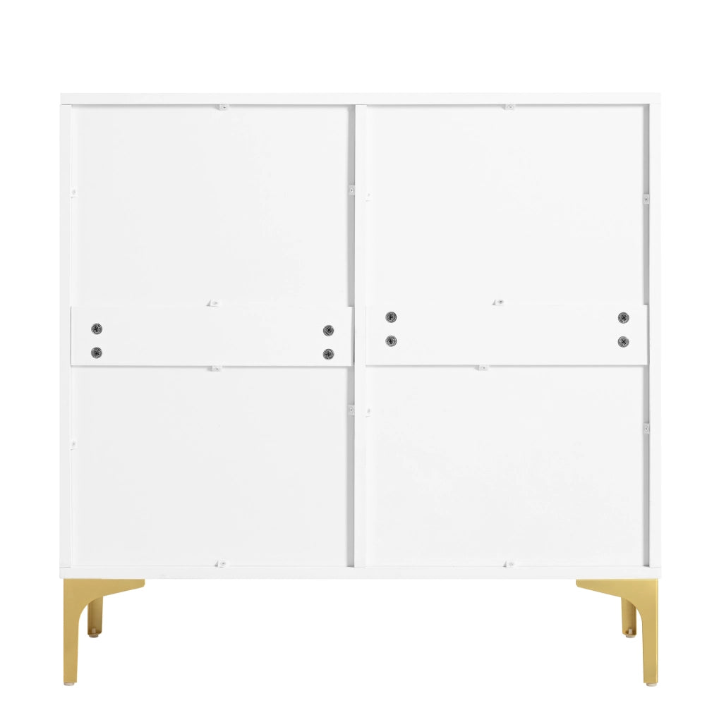 Mobile contenitore bianco in MDF con 2 ante e 2 cassetti 80x35x79,5 cm