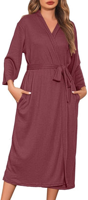 Kimono da bagno unisex con V-collo per uomo e donna, Flesh Pink, per uso a casa o in hotel