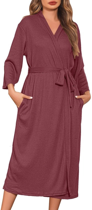 Kimono da bagno unisex con V-collo per uomo e donna, Flesh Pink, per uso a casa o in hotel
