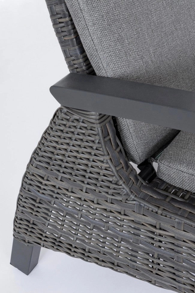 Lettino con Cuscini Britton Antracite in Alluminio