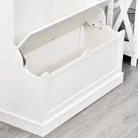 Mobile Da Ingresso Con Panca Appendiabiti 3 In 1 5 Ganci Panca Portaoggetti Per Soggiorno Corridoio 96 x 34 x 179.7 cm Crema