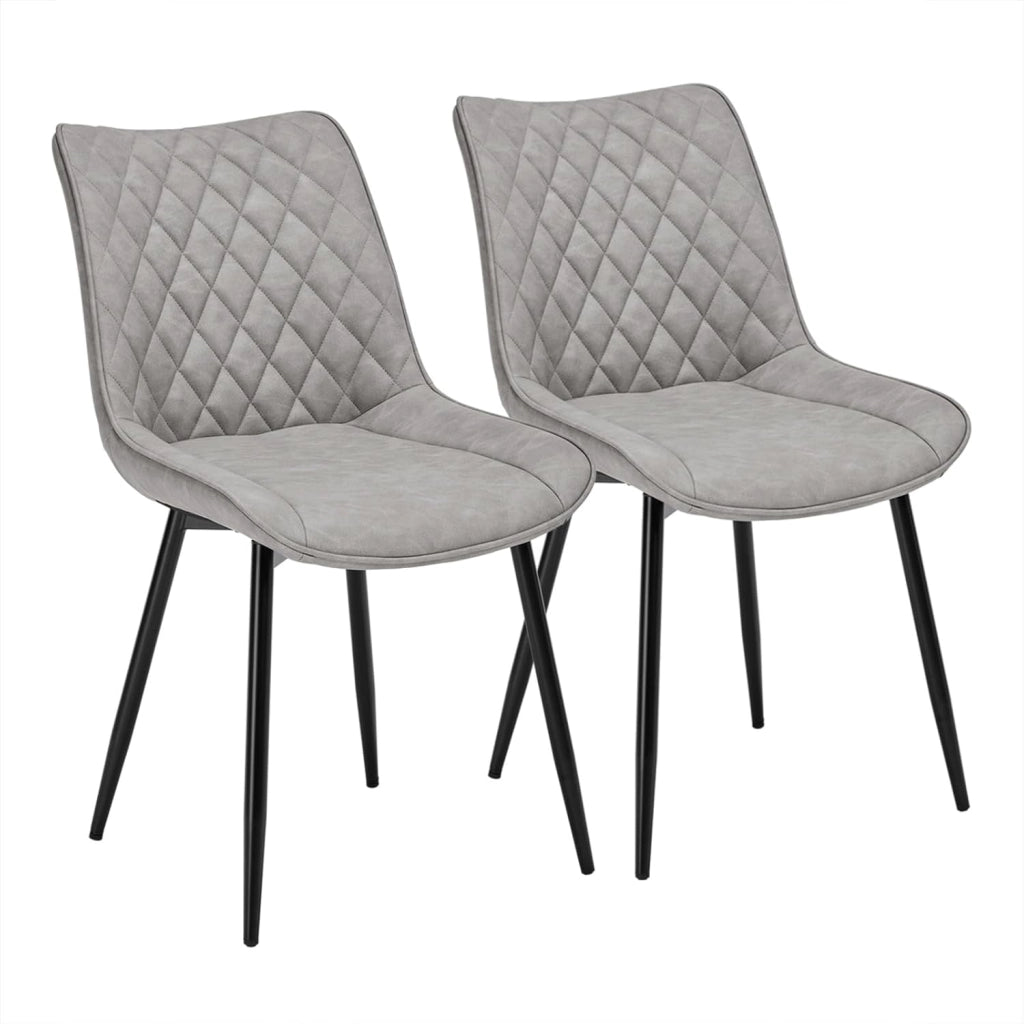 set di 2 sedie cucina moderne sedie imbottite Adatte per Sala da Pranzo, Soggiorno, Camera da Letto Estetica in Ecopelle Grigio Metallo BH210gr-2