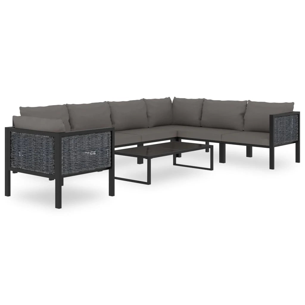 Set di mobili da giardino mobili da esterno 8 pezzi con cuscini resina intrecciata antracite 02_0017669