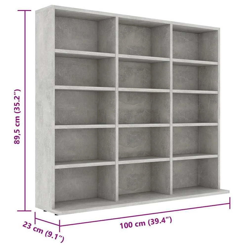 CD Rack, Concrete Grey, 100x23x89.5 Cm, Wood-based Material
