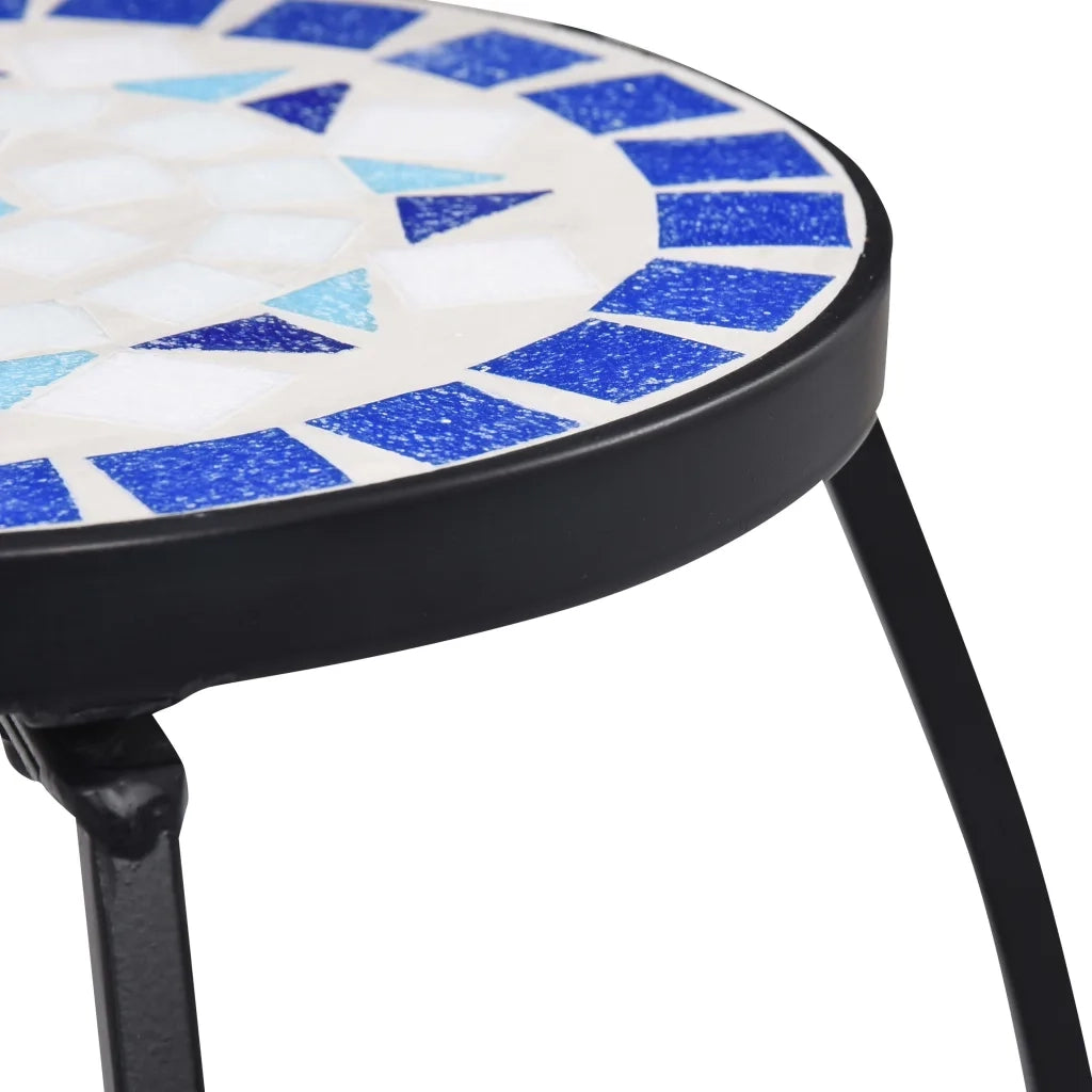 Tavolini con Mosaico 3 pz Blu e Bianco in Ceramica CFW9985575