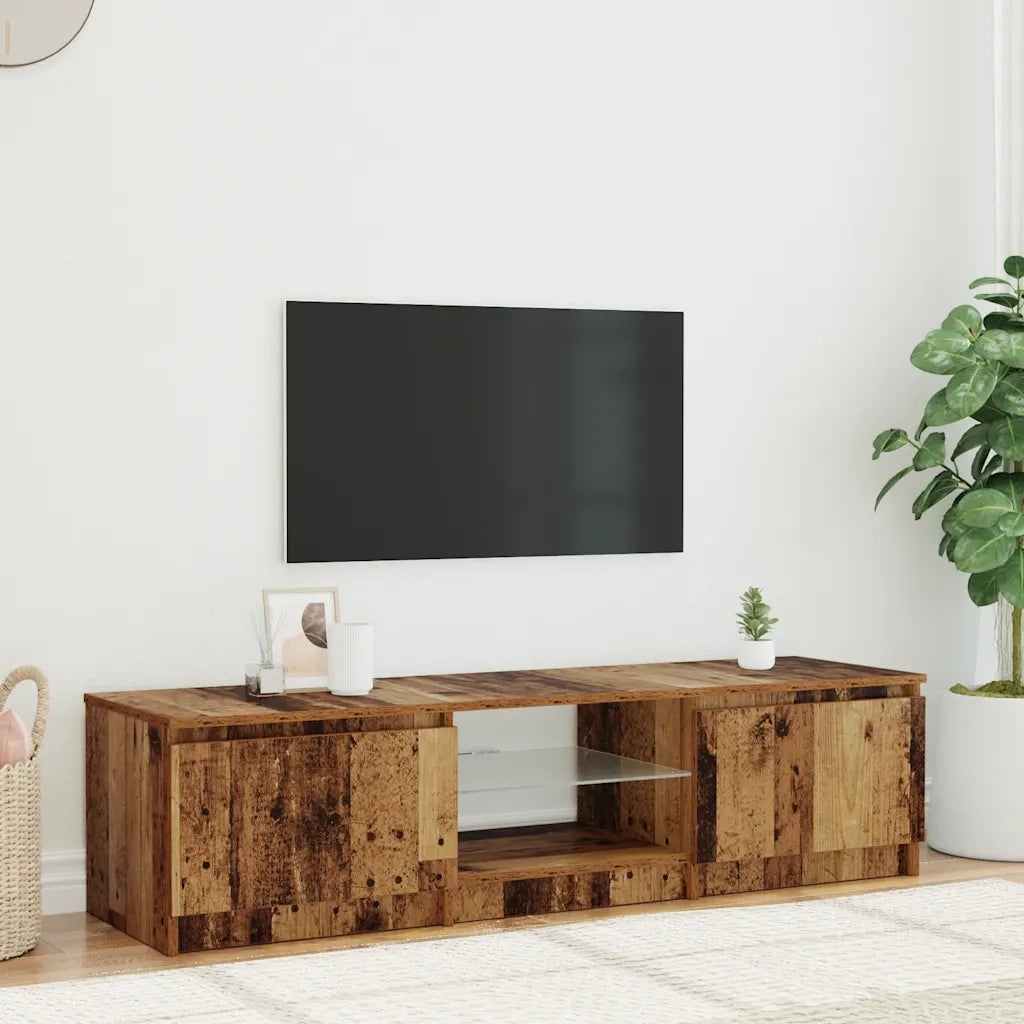 Mobile Porta TV con LED Legno Antico 140x40x36 cm Multistrato 856349