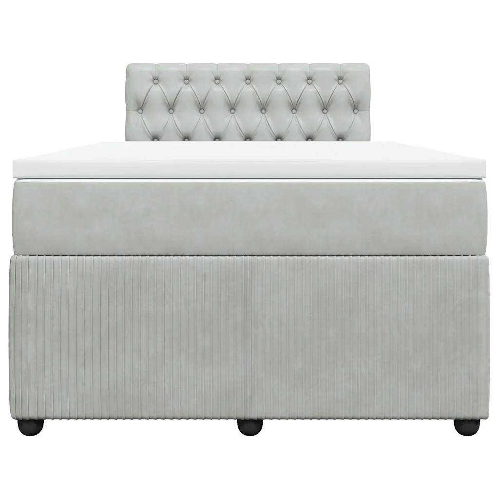 Giroletto a Molle con Materasso Grigio Chiaro 120x200cm Velluto