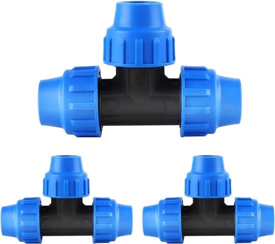 Fitting T a vite per tubi PE con connessione a vite a 32 mm in PP per tubo di ingresso - Tecnica di connessione rapida e facile - Parti di impianto di irrigazione