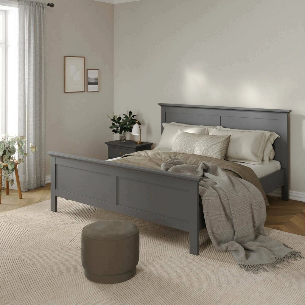 Letto matrimoniale Arika, Sommier per camera da letto, Giroletto per stanza, Struttura porta materasso, 211x179 h110 cm, Grigio