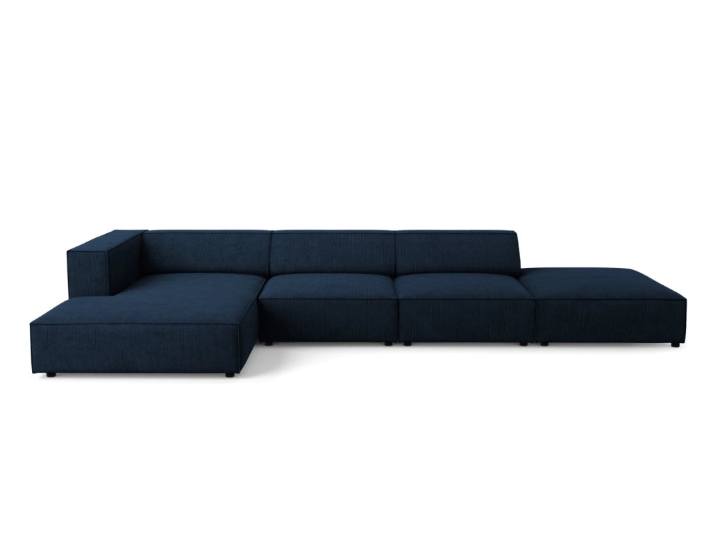 Cosmopolitan Design - Divano angolare sinistro "Arendal" 5 posti in ciniglia con effetto a coste blu reale 