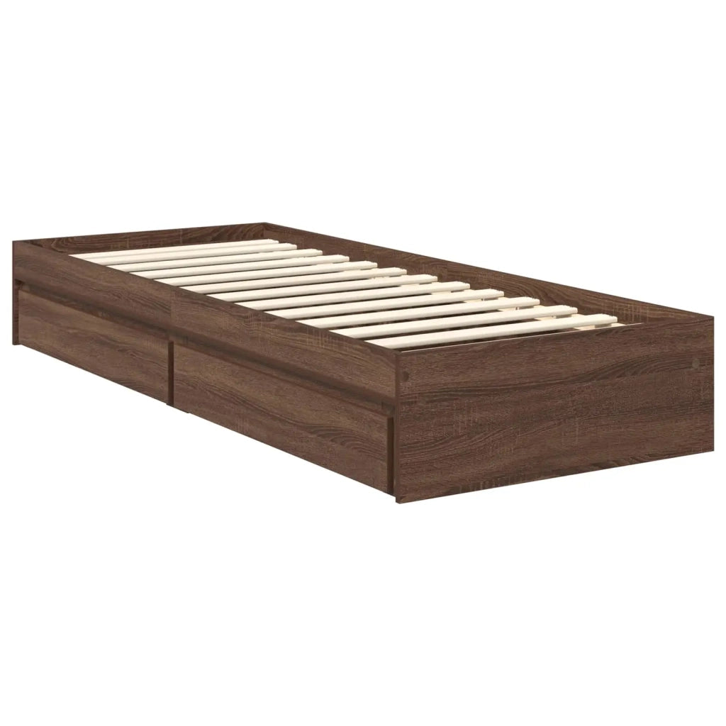 Letto con Contenitore con testiera Rovere Marrone 75 x 190 cm 3408514