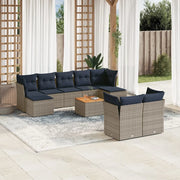 Set Divani da Giardino 10 pz con Cuscini Grigio in Polyrattan 3256208