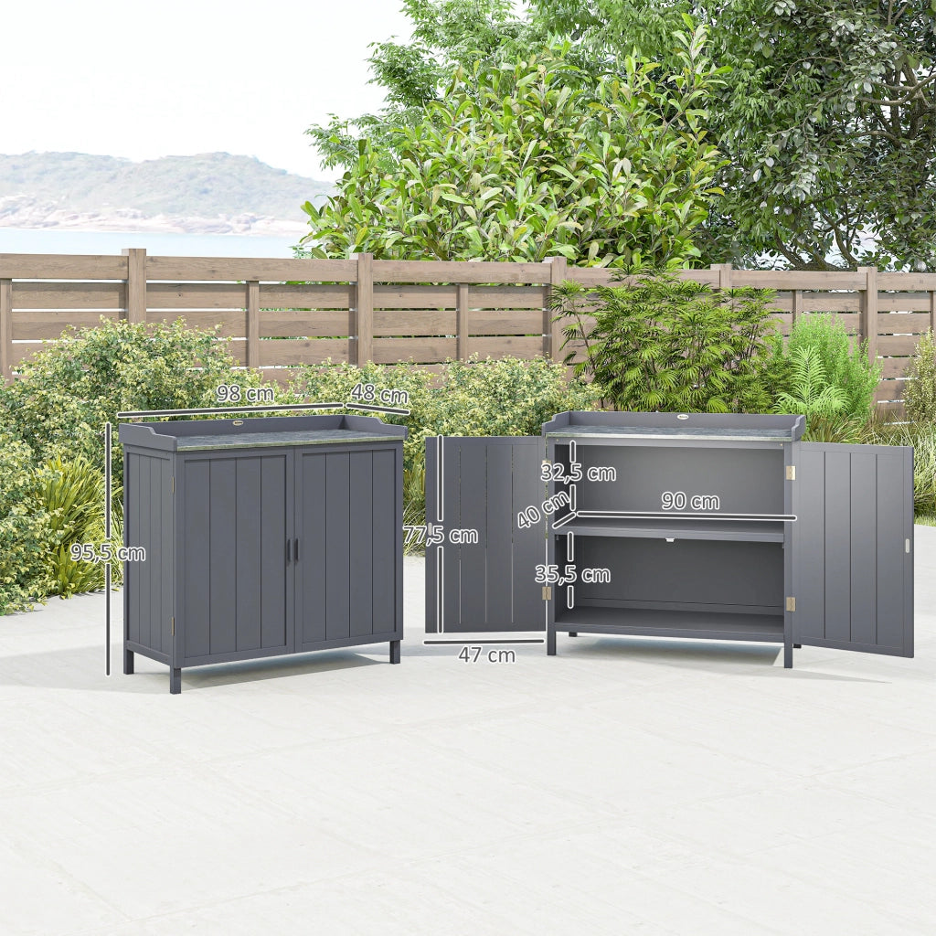 Armadio da giardino 2 in 1 ¨C zephmum ¨C grigio metallo