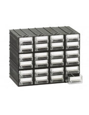 Cassettiera modulare con corpo nero e 24 cassetti trasparenti - Modello T/A