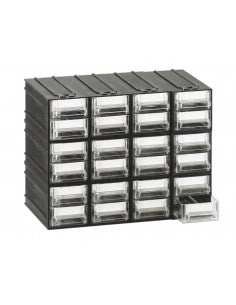 Cassettiera modulare con corpo nero e 24 cassetti trasparenti - Modello T/A