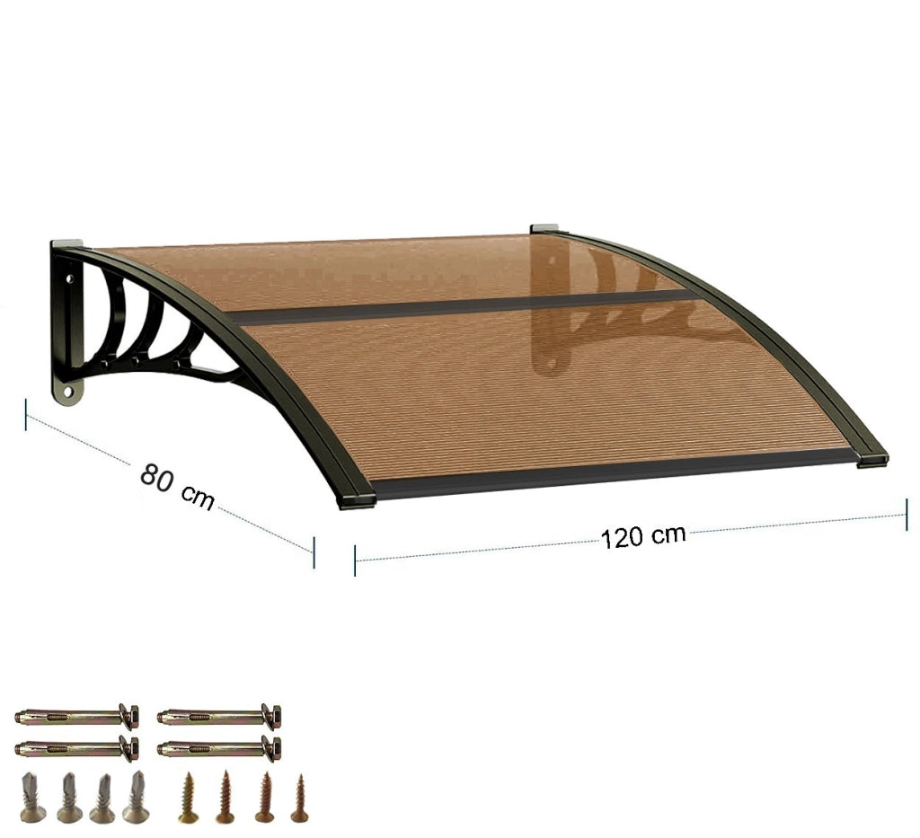 Pensilina Tettoia Modulare Tetto Copertura Porta Finestra Esterno Alveolare Fumé - 120x80 Cm