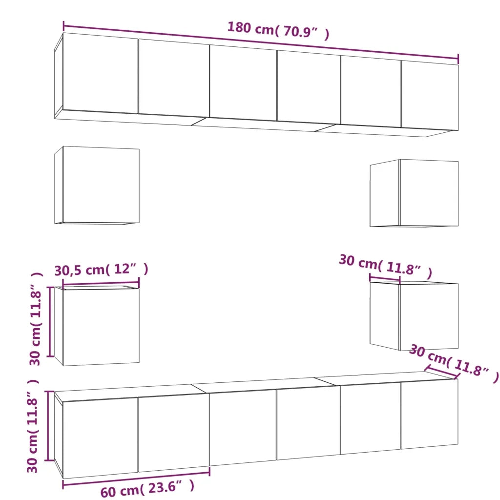 Set Mobili Porta TV 10 pz Grigio Sonoma in Legno Multistrato 3120216