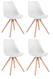 Set di 4 sedie Toulouse in ecopelle rotonde bianco,natura