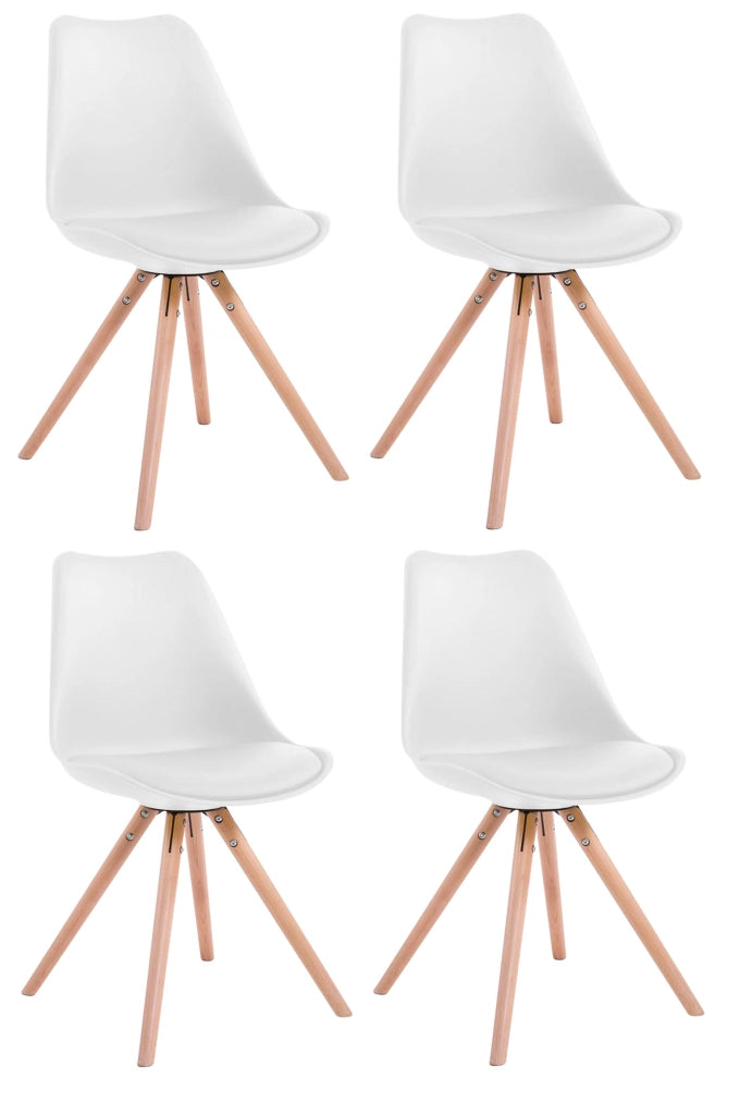 Set di 4 sedie Toulouse in ecopelle rotonde bianco,natura