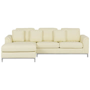 Divano ad angolo con orientamento a versione destra a forma di L rivestito in pelle beige