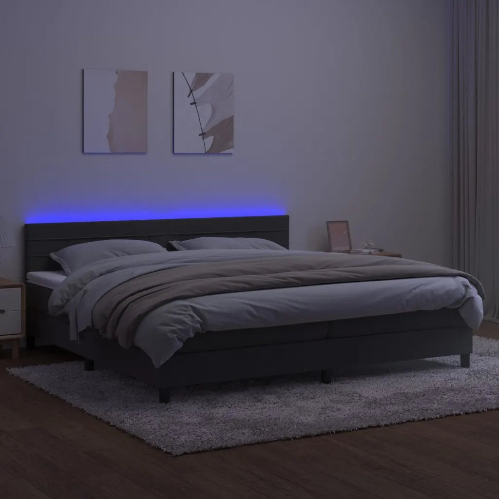 Letto a Molle con Materasso e LED Grigio Scuro 200x200 cm cod mxl 37551