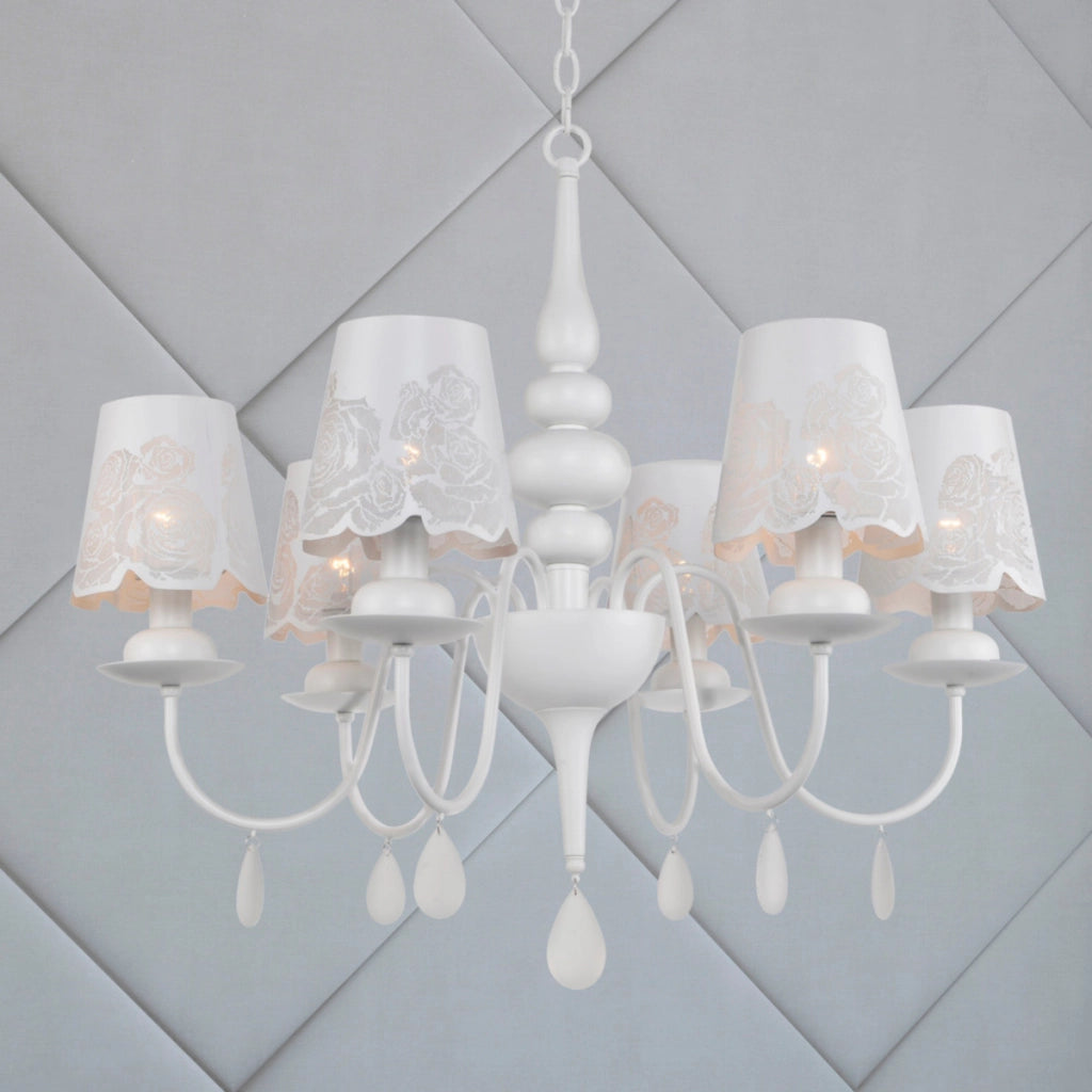 Lampadario classico FABRIZIA bianco 6xE14 Polux 310415