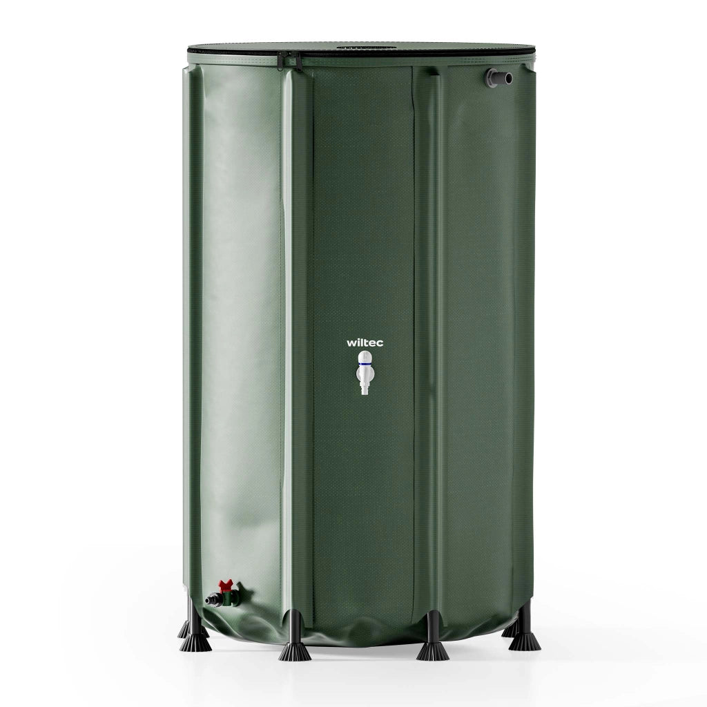 Serbatoio acqua piovana pieghevole da 500 l, con coperchio e rubinetto, contenitore raccolta acqua piovana in PVC da 620 g/m² con attacco per tubo
