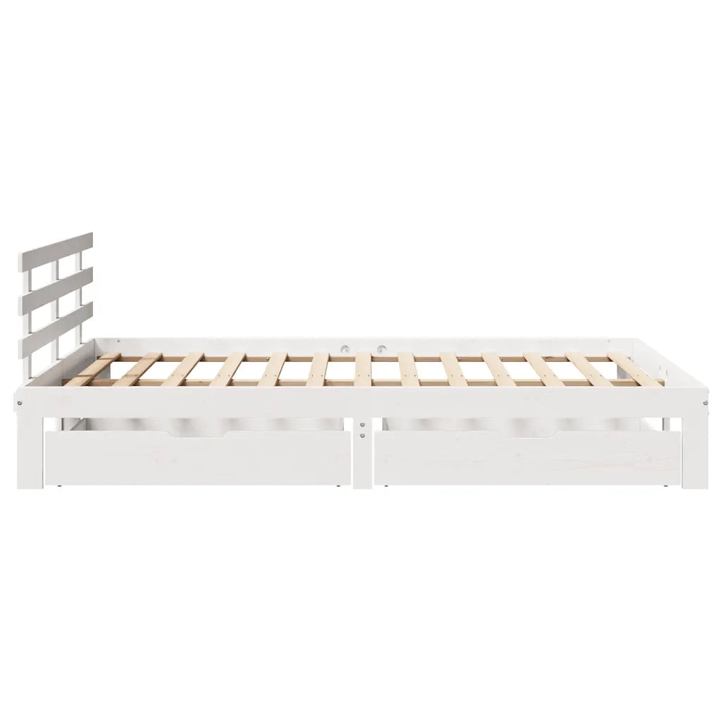 vidaXL Giroletto con Cassetti Bianco 140x190 cm Legno Massello di Pino