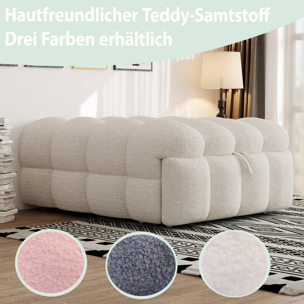 Letto imbottito trasformabile in pouf tessuto teddy 183x76 cm