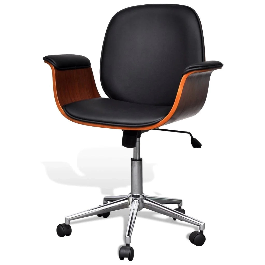Sedia girevole da ufficio di lusso con braccioli ergonomici in legno e nero 0502022