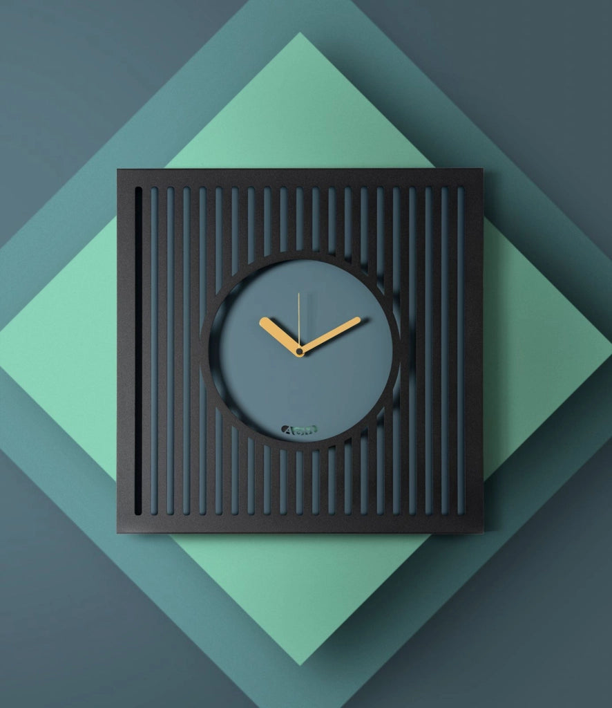 Orologio da parete elegante Tiffany grande Nero,verde acqua
