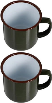 Due retro tazze da caffè e latte in ceramica vintage per party outdoor, casa, campeggio, verde