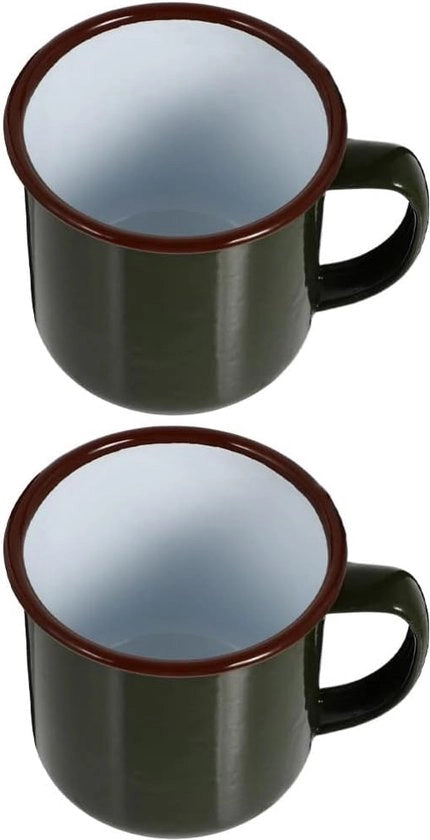 Due retro tazze da caffè e latte in ceramica vintage per party outdoor, casa, campeggio, verde