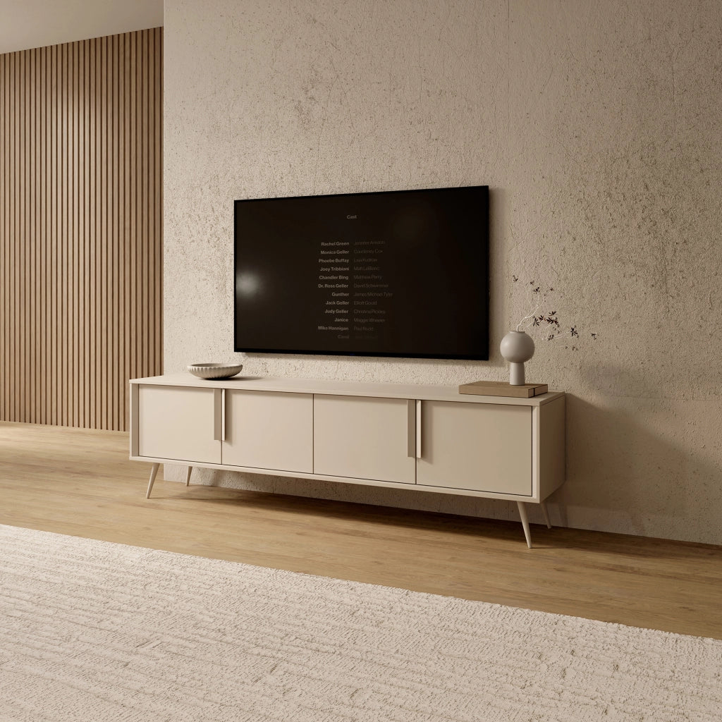 Kalorile, Mobile Porta tv un Ripiano, 187x40x83h cm Beige Cashmere