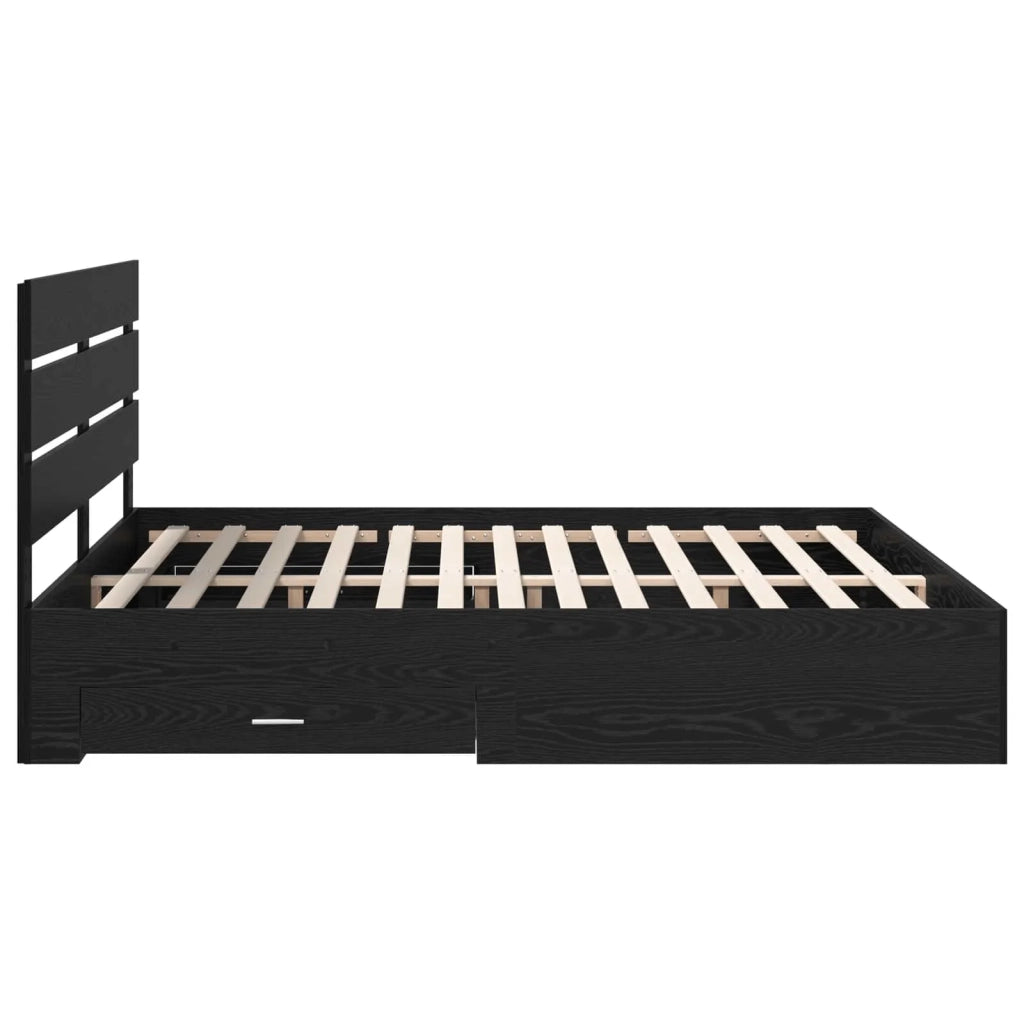 Letto matrimoniale | Letto per adulti | Struttura del letto Rovere Nero 180 x 200 cm Legno multistrato
