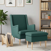 Poltrona con Ottomano 2 pz Verde Scuro Tessuto 3418814