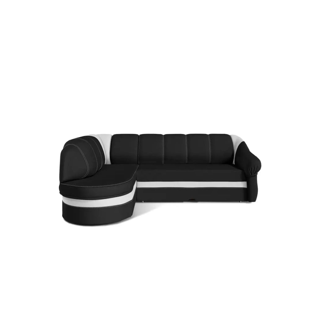 Divano angolare sinistro convertibile BENANA 250 cm nero e bianco con contenitore