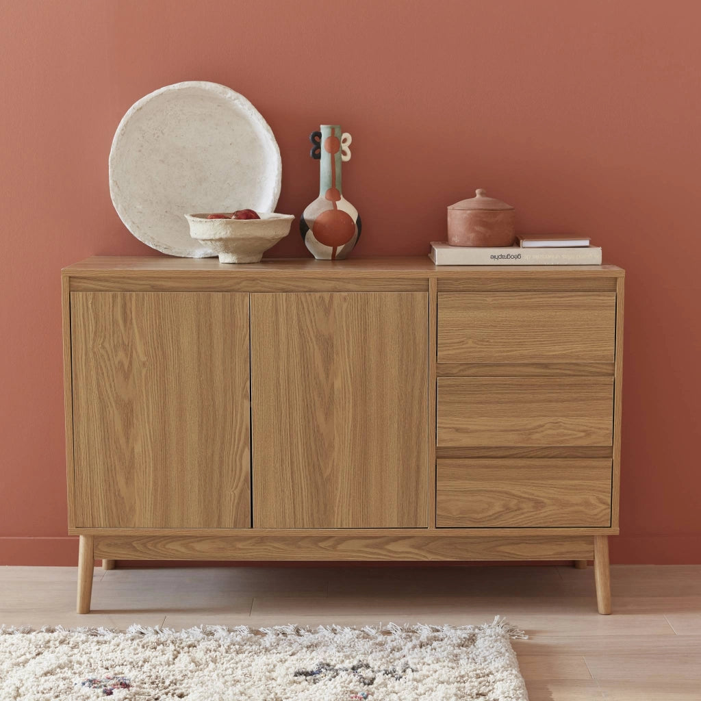 Credenza effetto legno a 2 ante, 120cm, marrone naturale