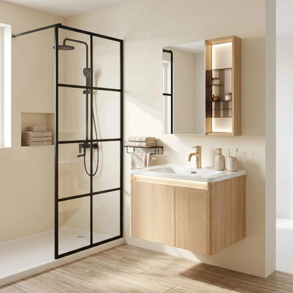 Set Di Mobili Da Bagno Con Lavabo Sora De07-70 Oak 70cm